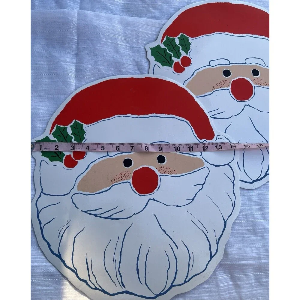 Vintage 1970s Santa Claus Placemats Set of 3 Christmas Retro Holiday